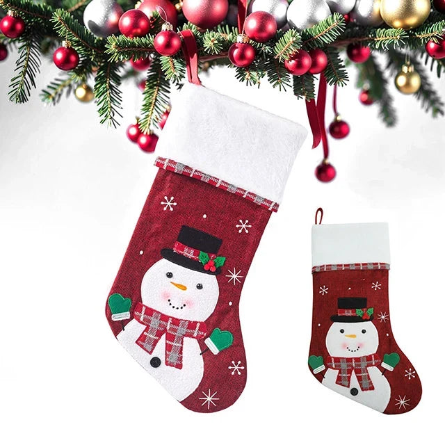 Christmas Stockings with Embroidered Details and Plush Cuffs for Holiday Hanging Decoration - Image 11