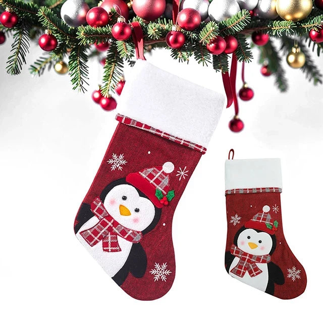 Christmas Stockings with Embroidered Details and Plush Cuffs for Holiday Hanging Decoration - Image 13