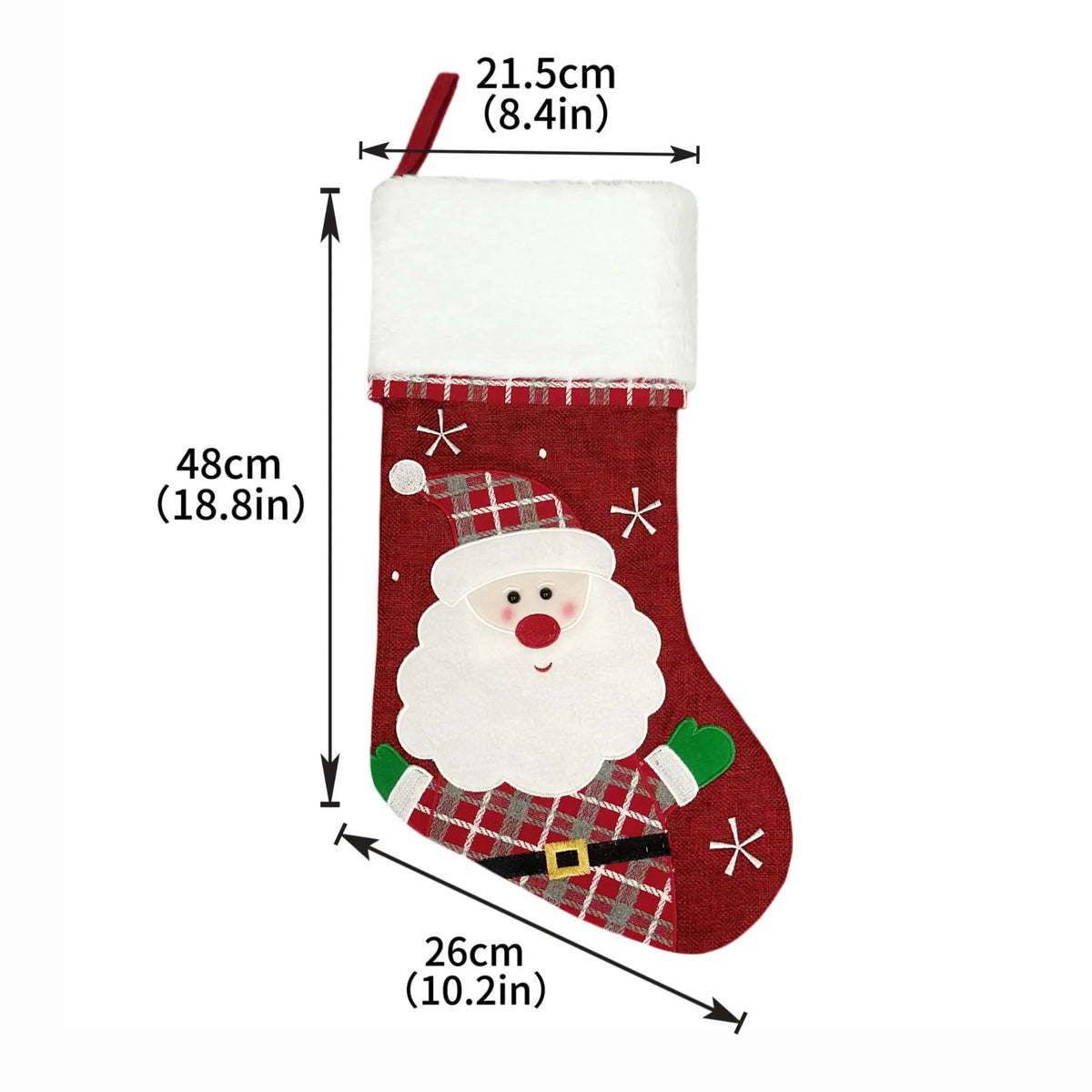 Christmas Stockings with Embroidered Details and Plush Cuffs for Holiday Hanging Decoration - Image 14