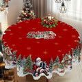 Christmas Tablecloth Round with Scalloped Edges and Festive Holiday Print - Image 1