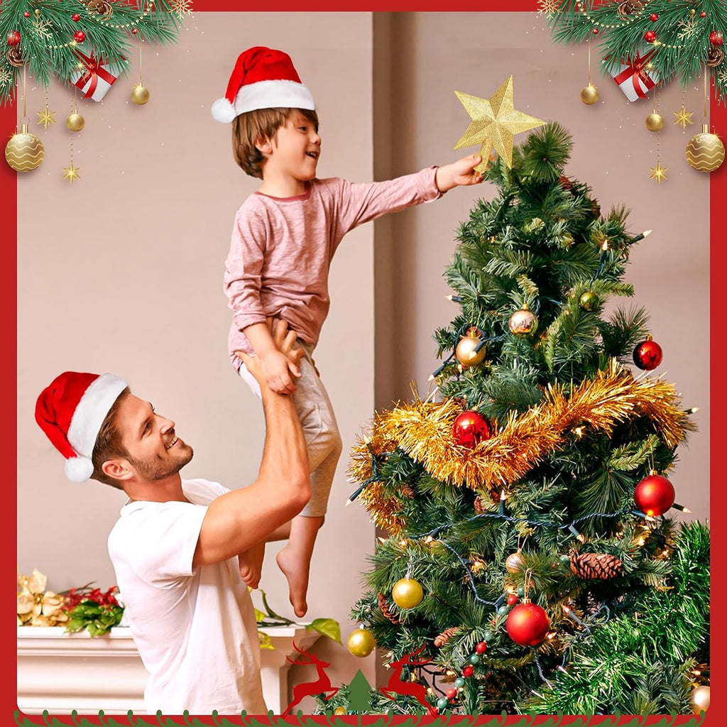 Christmas Tree Topper Star with Glitter Finish 8 Inch Shatterproof Holiday Decoration - Image 2