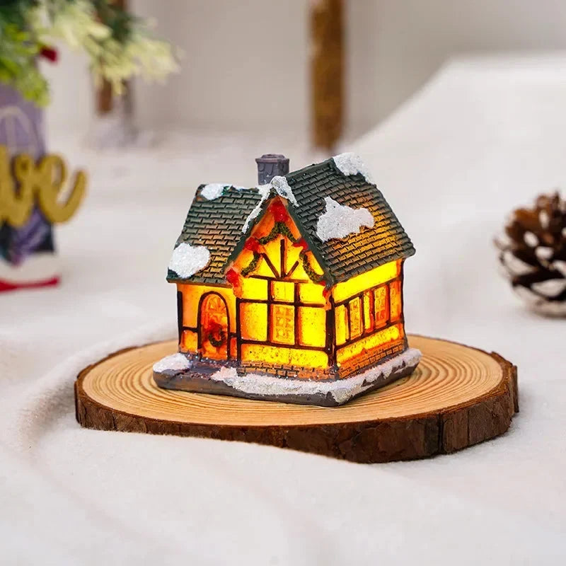 Christmas Village Set with LED Lights 6 Hand-Painted Miniature Houses and Snow-Covered Roofs - Image 4