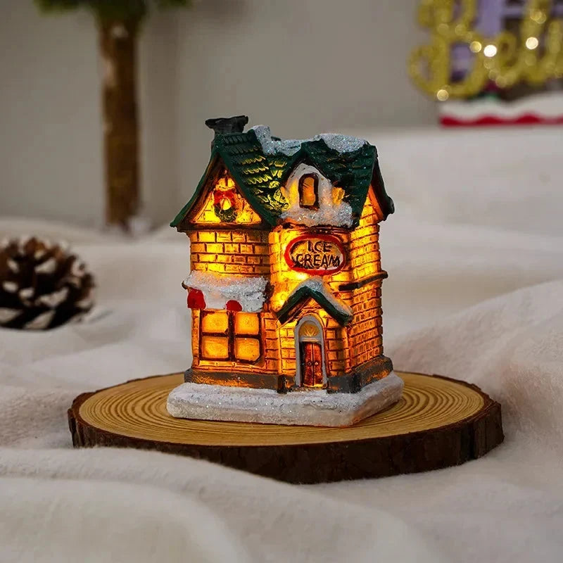 Christmas Village Set with LED Lights 6 Hand-Painted Miniature Houses and Snow-Covered Roofs - Image 5