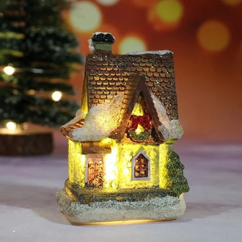 Christmas Village Set with LED Lights 6 Hand-Painted Miniature Houses and Snow-Covered Roofs - Image 6