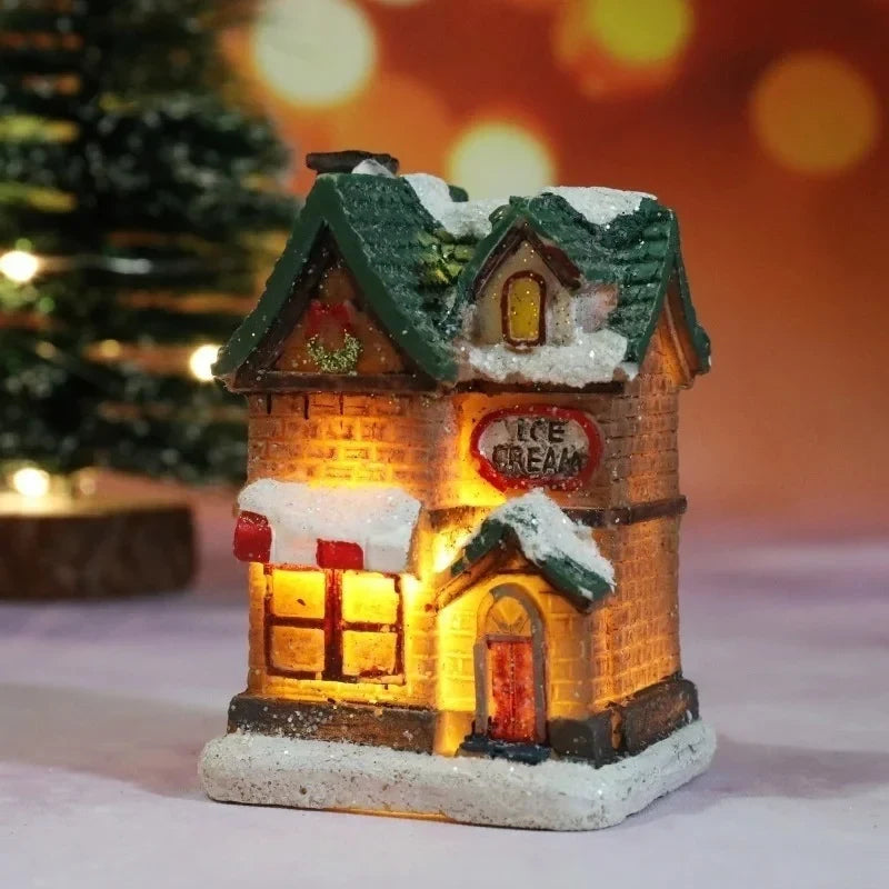 Christmas Village Set with LED Lights 6 Hand-Painted Miniature Houses and Snow-Covered Roofs - Image 8