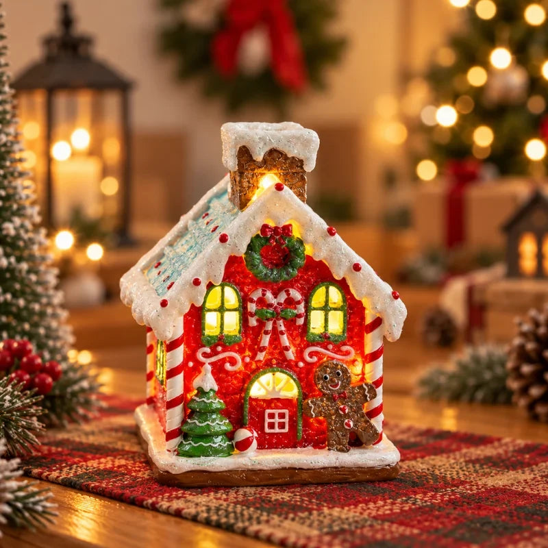Christmas Village with Animated Lights Train and Rotating Tree Tabletop Display - Image 14