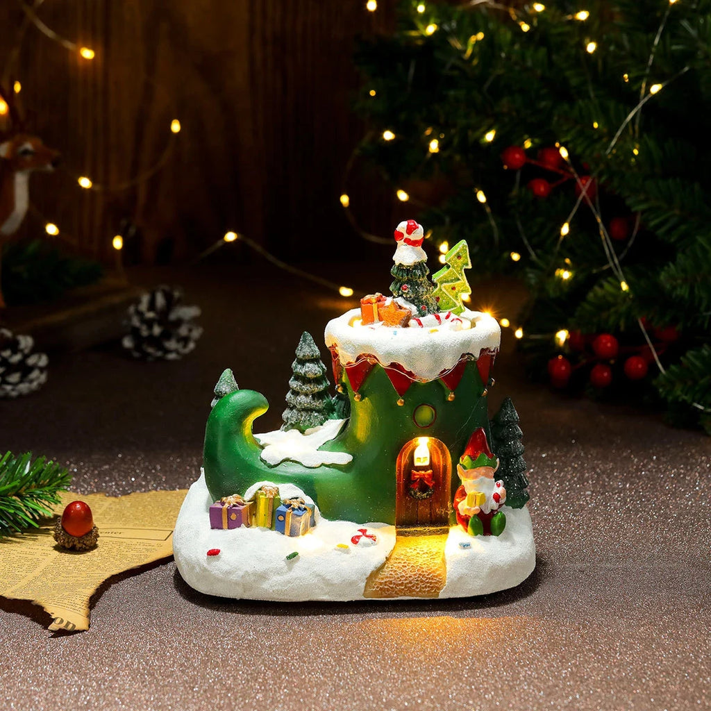 Christmas Village with Animated Lights Train and Rotating Tree Tabletop Display - Image 18