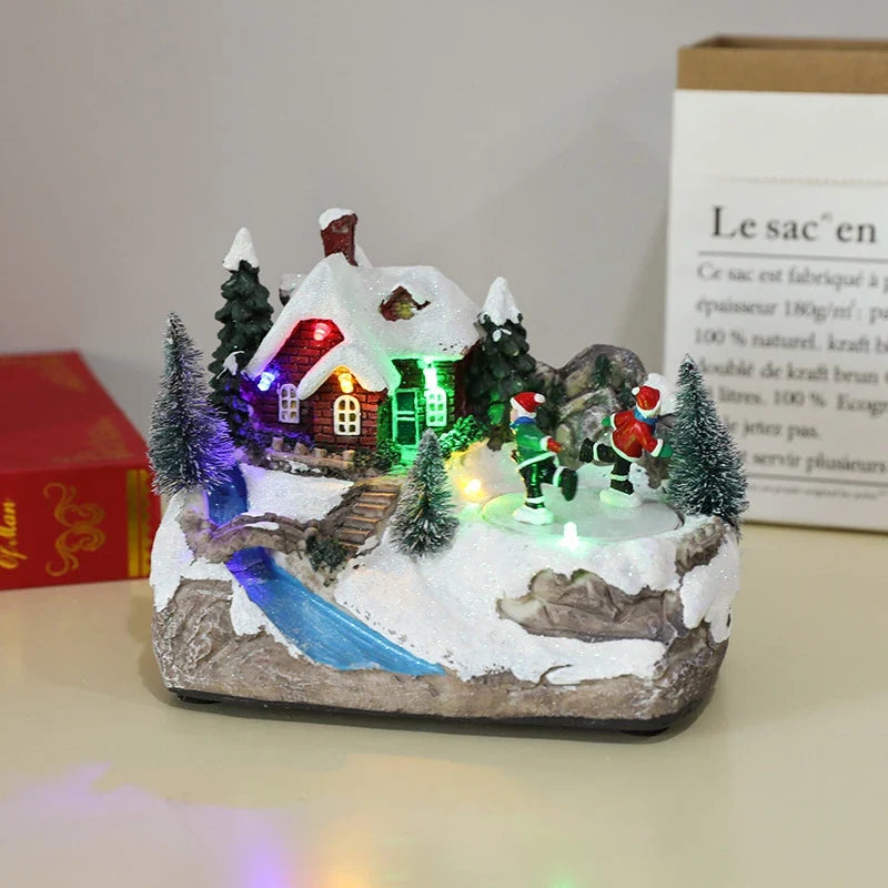 Christmas Village with Animated Lights Train and Rotating Tree Tabletop Display - Image 21