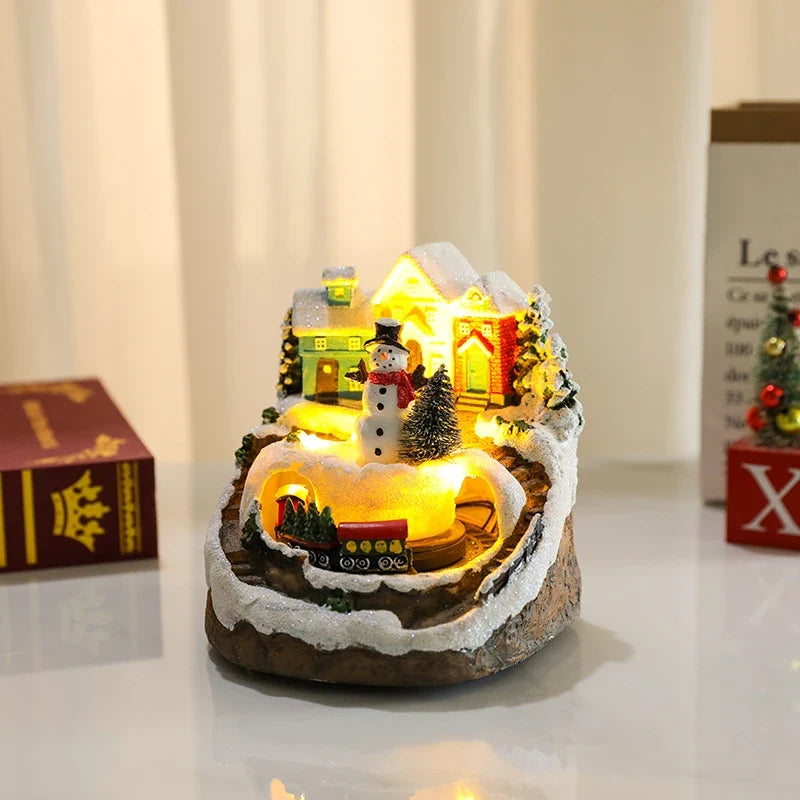 Christmas Village with Animated Lights Train and Rotating Tree Tabletop Display - Image 28