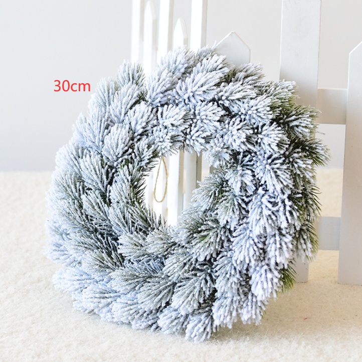 Christmas Wreath with Flocked Pine Needles for Door Hanging and Holiday Decoration - Image 6
