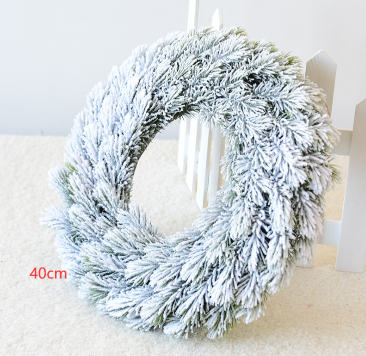 Christmas Wreath with Flocked Pine Needles for Door Hanging and Holiday Decoration - Image 7