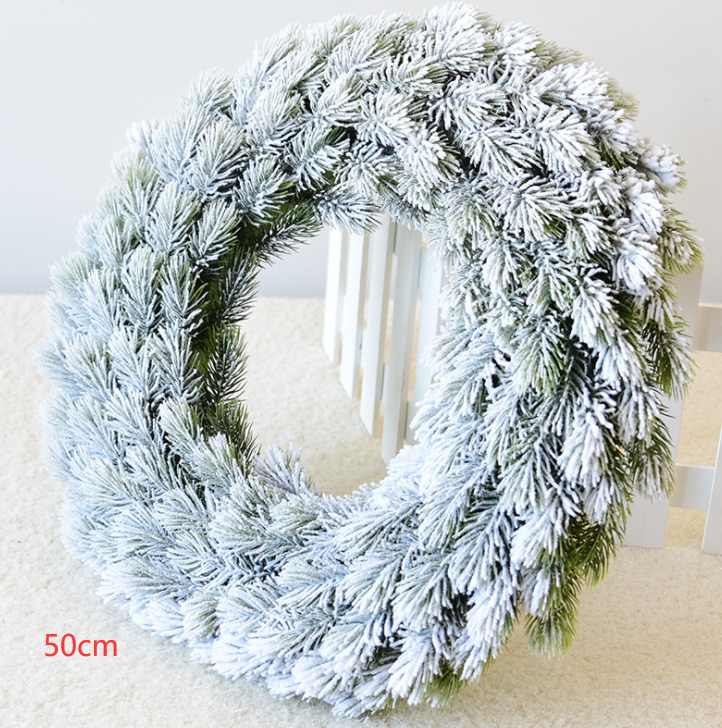 Christmas Wreath with Flocked Pine Needles for Door Hanging and Holiday Decoration - Image 8