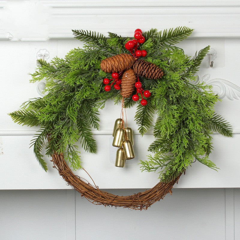 Christmas Wreath with Grapevine Base Pinecones Golden Bells and Berries - Image 7