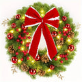 Christmas Wreath with Red Velvet Bow Pine Cones and Berries 30cm Door or Wall Hanging - Image 8
