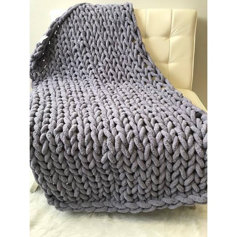 Chunky Knit Throw Blanket with Oversized Loop Pattern and Plush Chenille Texture - Image 10