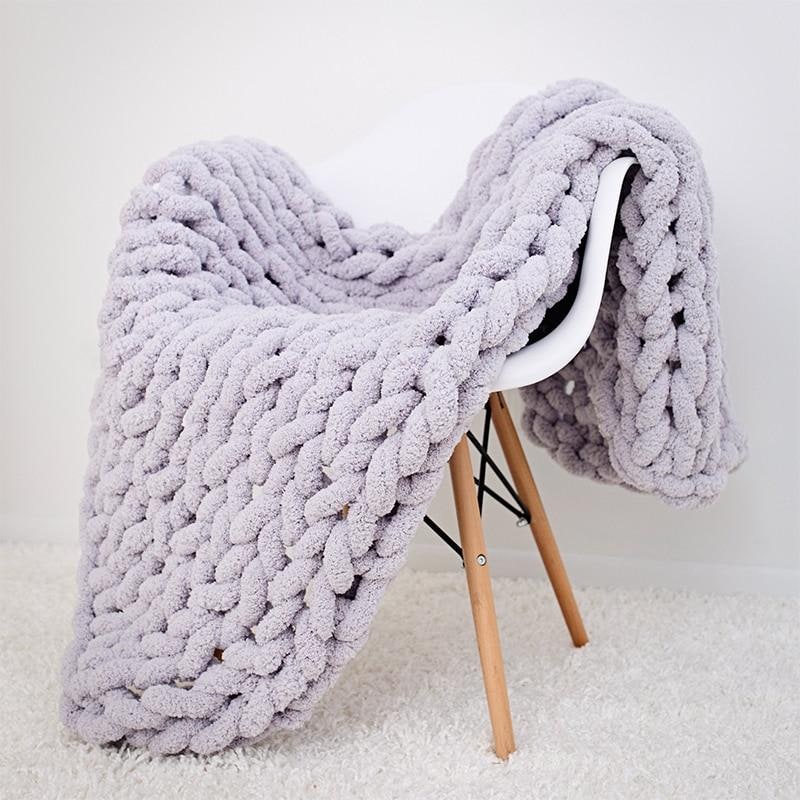 Chunky Knit Throw Blanket with Oversized Loop Pattern and Plush Chenille Texture - Image 3