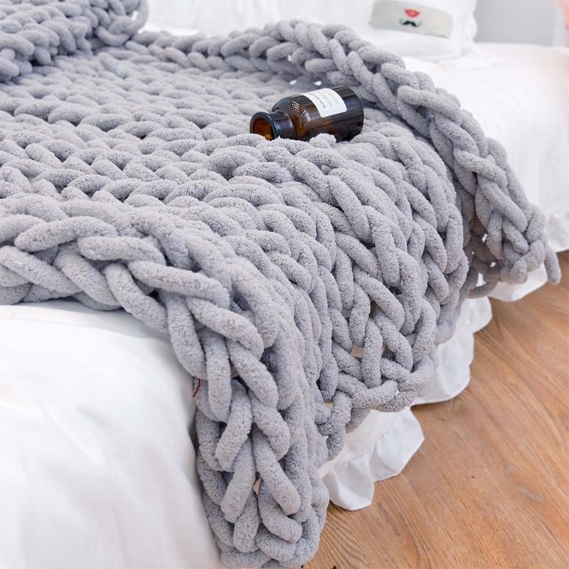 Chunky Knit Throw Blanket with Oversized Loop Pattern and Plush Chenille Texture - Image 4