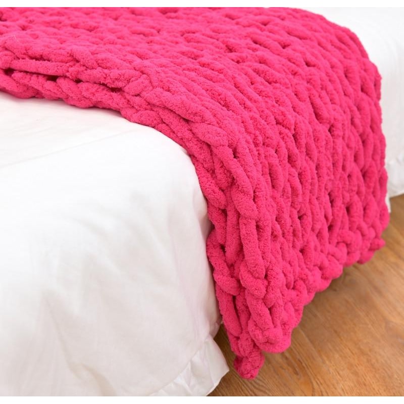 Chunky Knit Throw Blanket with Oversized Loop Pattern and Plush Chenille Texture - Image 6