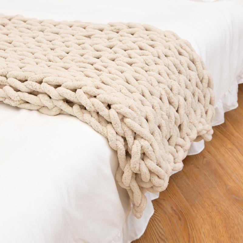Chunky Knit Throw Blanket with Oversized Loop Pattern and Plush Chenille Texture - Image 8