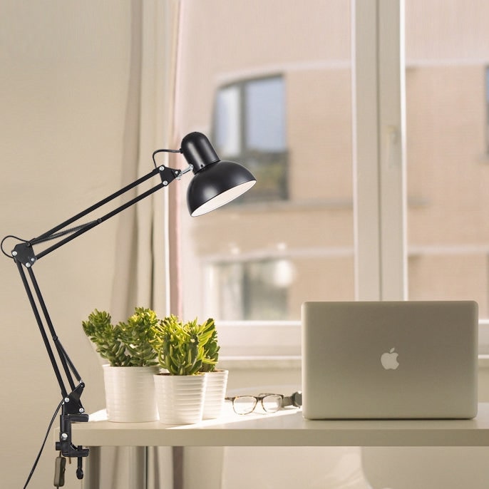 Clamp Desk Lamp with Adjustable Swing Arm and Metal Dome Shade - Image 1
