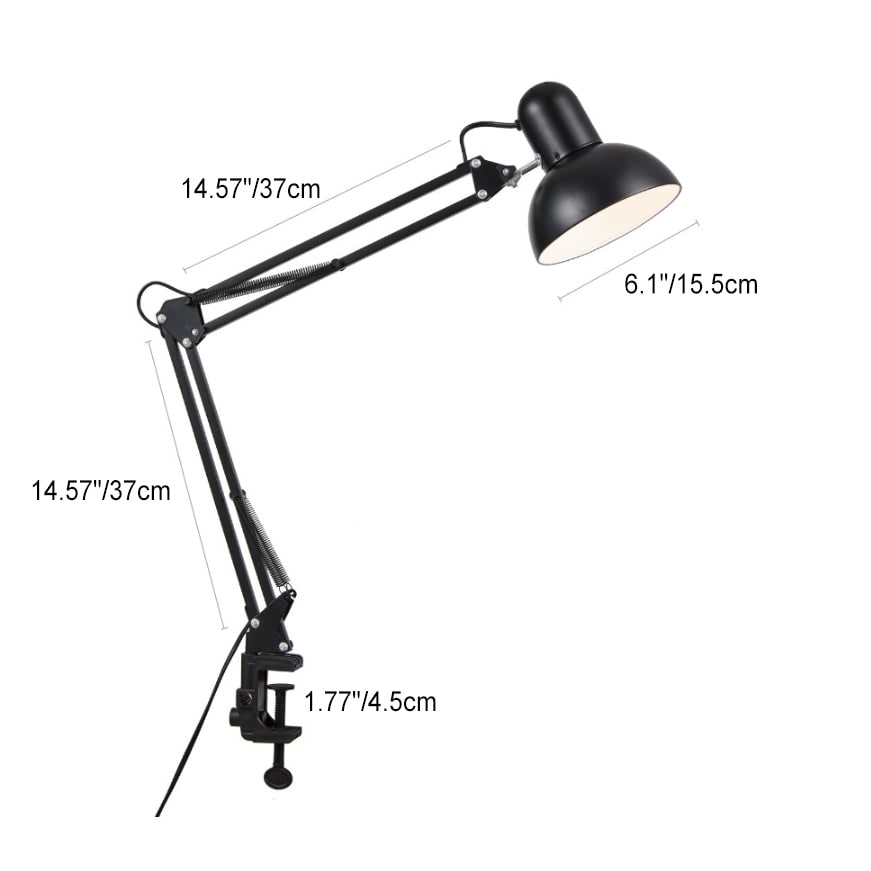 Clamp Desk Lamp with Adjustable Swing Arm and Metal Dome Shade - Image 3