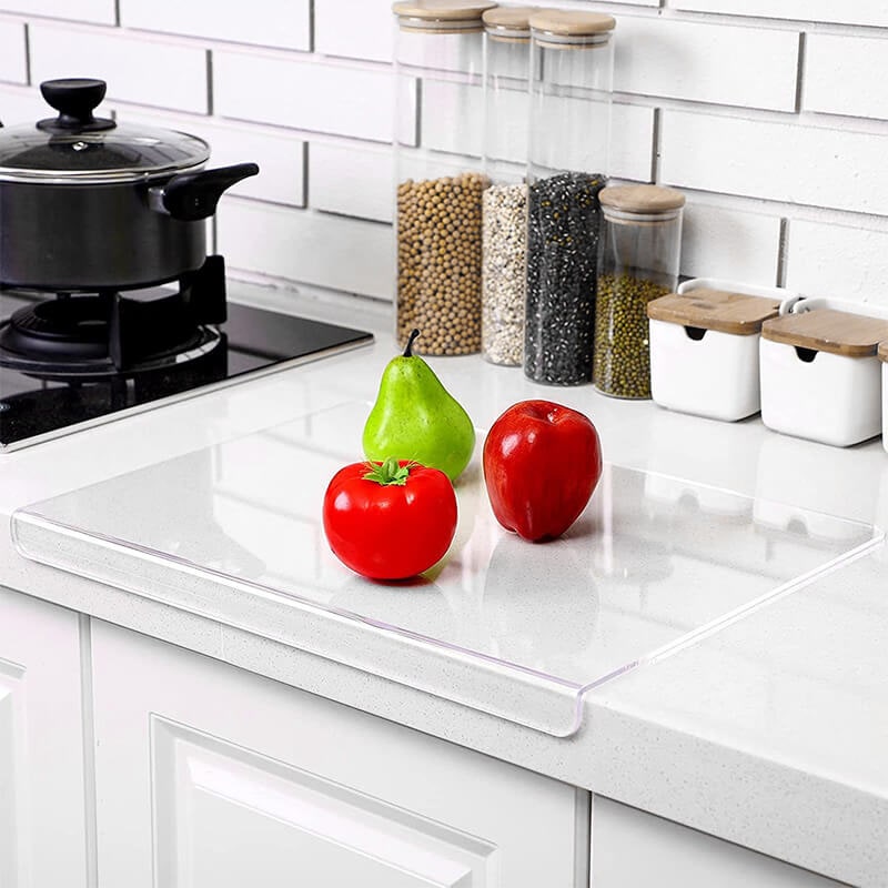 Clear Acrylic Cutting Board with Non-Slip Feet and Counter Edge Lip - Image 4