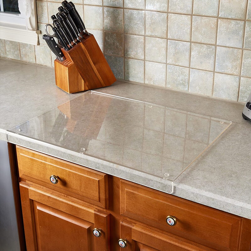 Clear Acrylic Cutting Board with Non-Slip Feet and Counter Edge Lip - Image 8