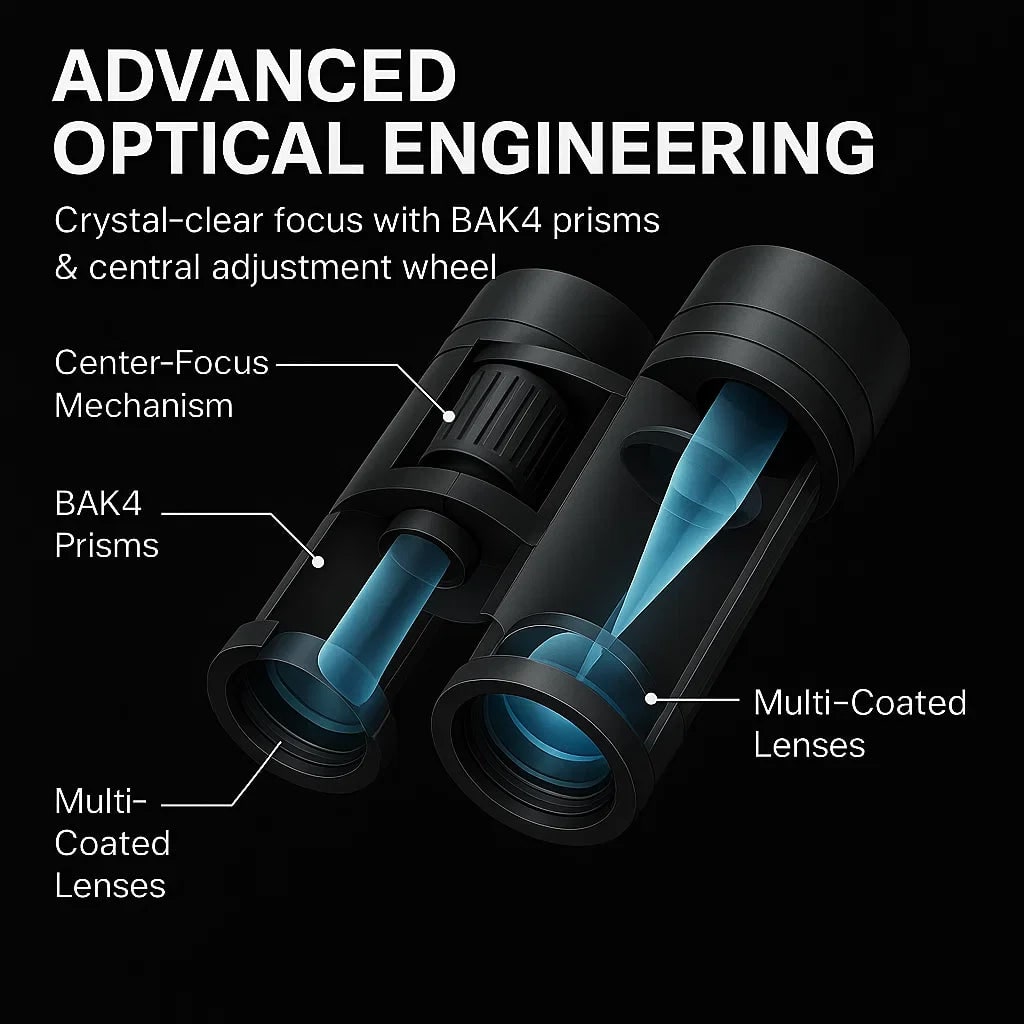 Compact Binoculars with Rangefinder Ultra Folding Design and Center Focus Wheel - Image 5