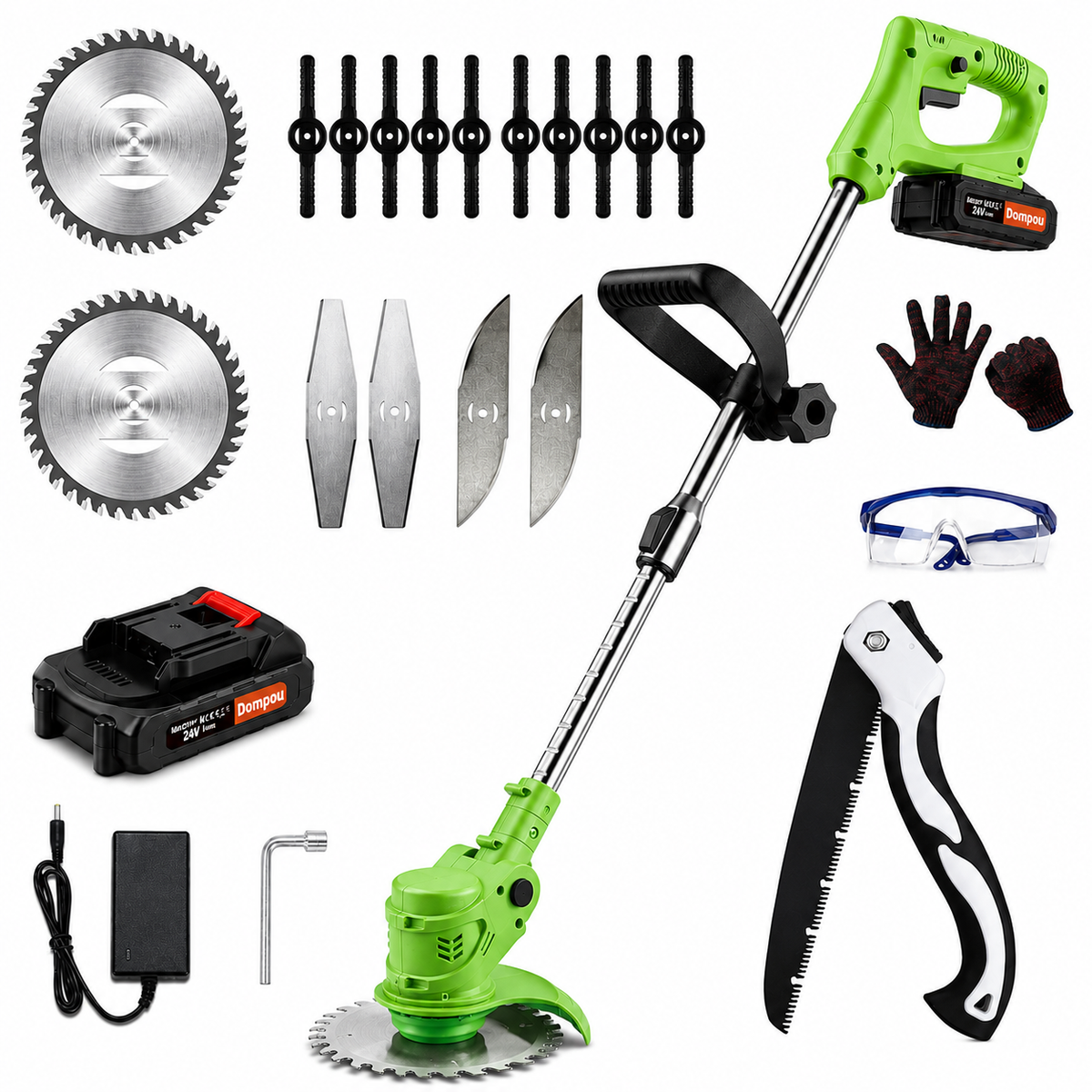 Cordless Grass Trimmer with Adjustable Head and Attachable Support Wheels - Image 2
