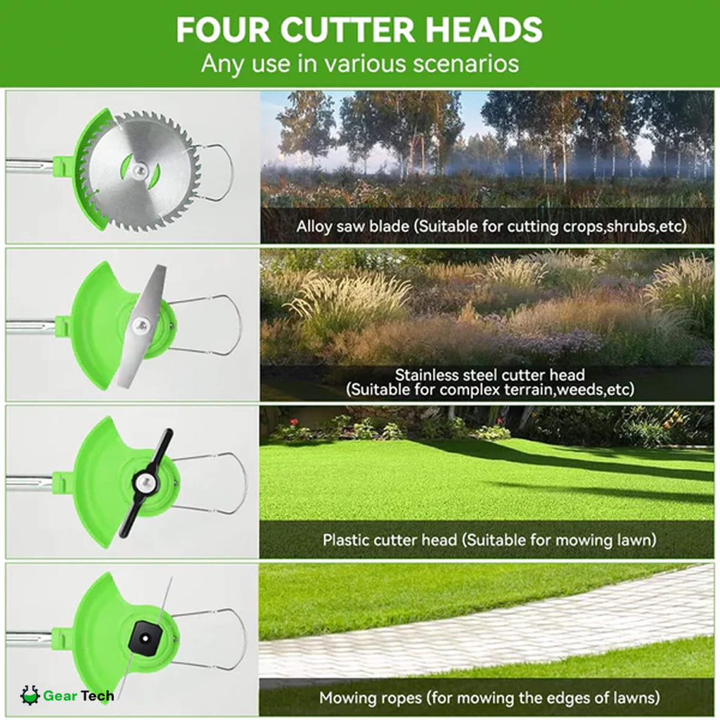 Cordless Grass Trimmer with Adjustable Head and Attachable Support Wheels - Image 5