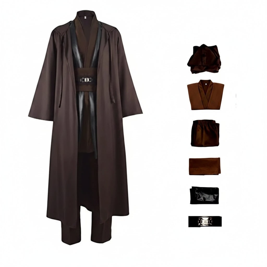 Cosplay Costume Hooded Robe with Tunic, Sash, Belt and Pants - Image 5