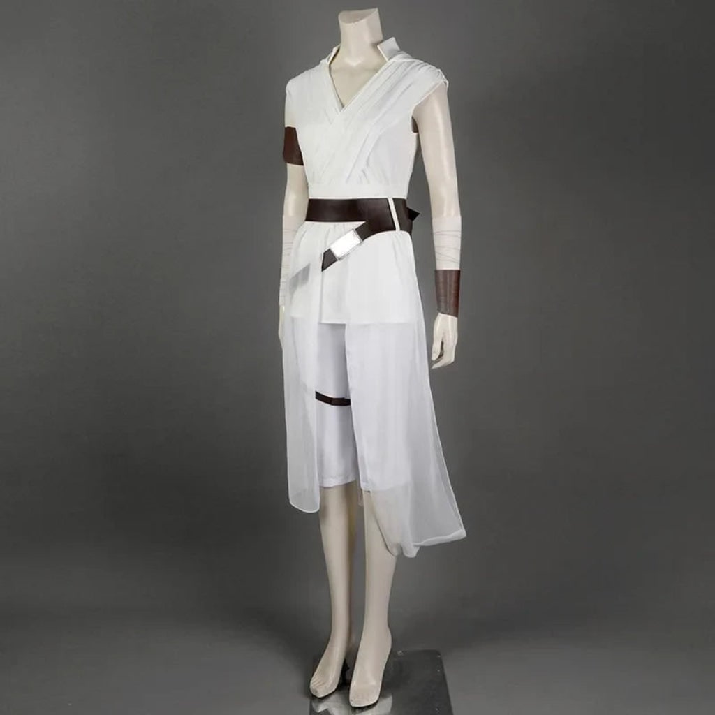 Cosplay Costume Sci-Fi Warrior Set with Draped Tunic Cropped Pants Belt and Arm Wraps - Image 1