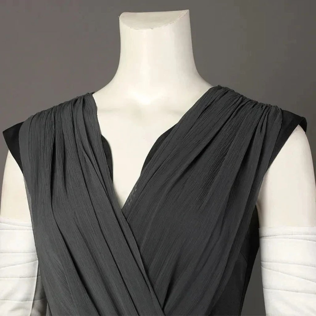 Cosplay Costume Sci-Fi Warrior Set with Draped Tunic Cropped Pants Belt and Arm Wraps - Image 4