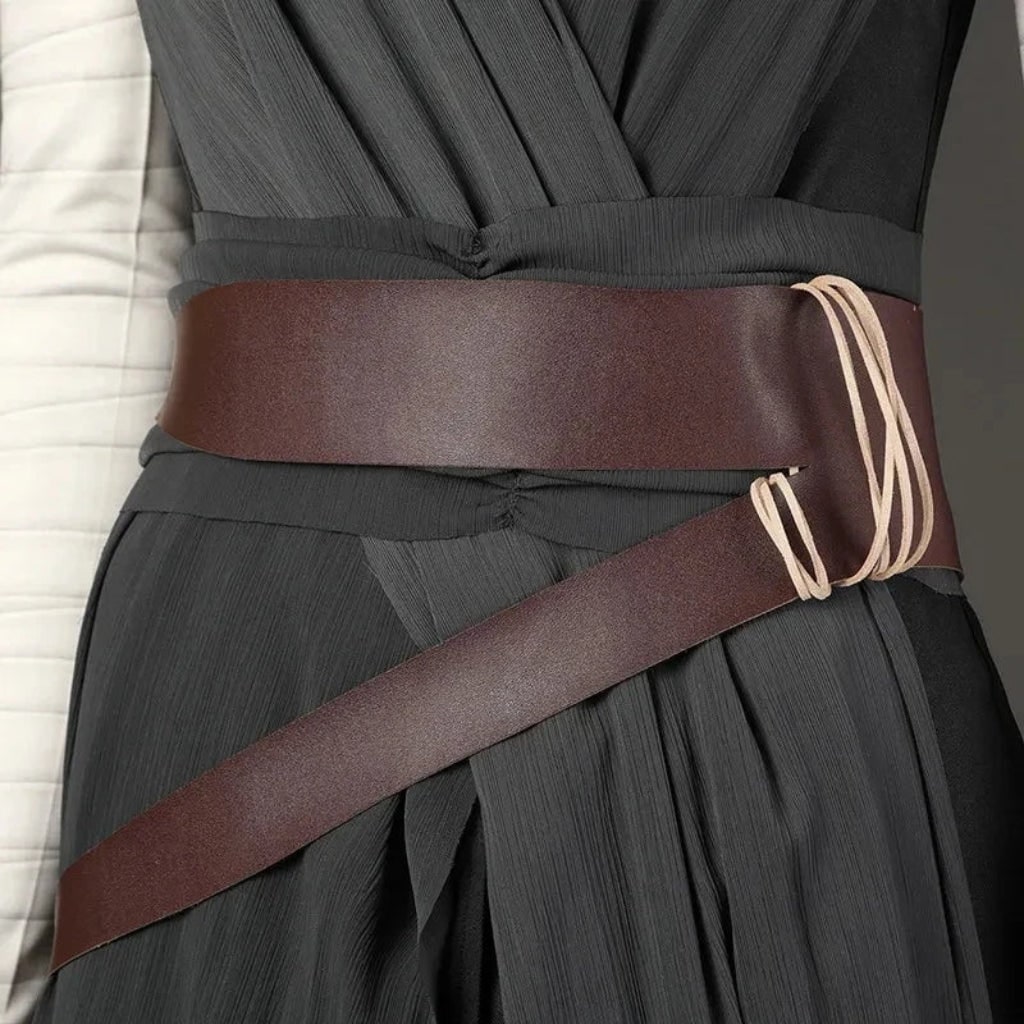 Cosplay Costume Sci-Fi Warrior Set with Draped Tunic Cropped Pants Belt and Arm Wraps - Image 5