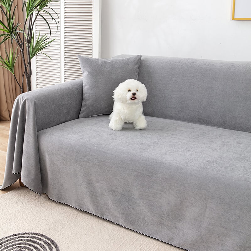 Couch Throw Cover with Water-Resistant Chenille Fabric and Decorative Pom-Pom Trim - Image 10