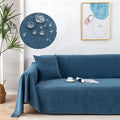 Couch Throw Cover with Water-Resistant Chenille Fabric and Decorative Pom-Pom Trim - Image 2
