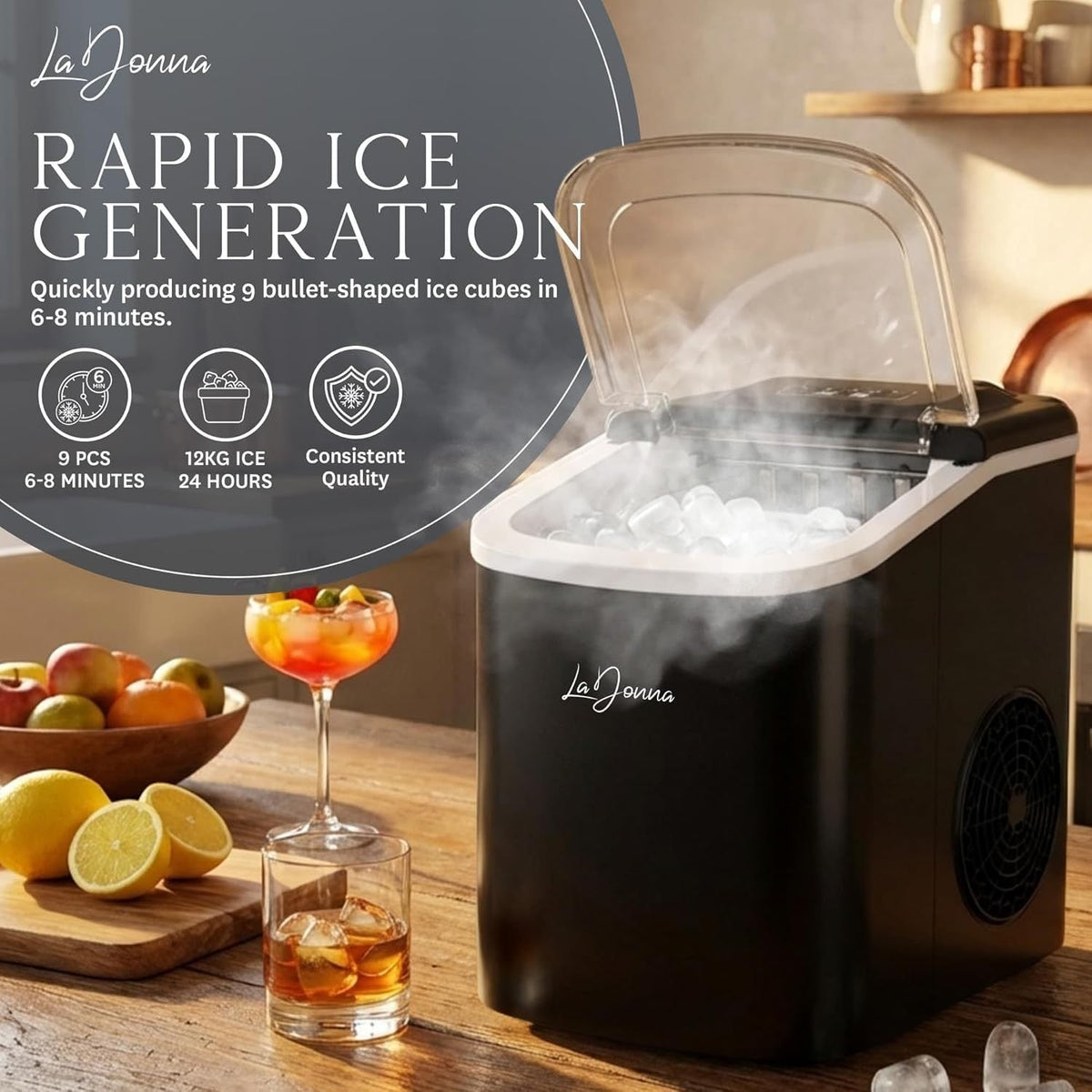 Countertop Ice Maker with Self-Cleaning Function and Two Sizes - Image 2