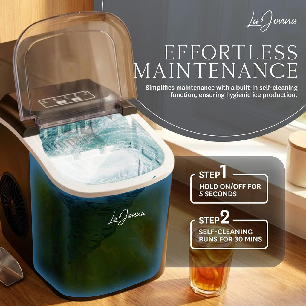 Countertop Ice Maker with Self-Cleaning Function and Two Sizes - Image 4