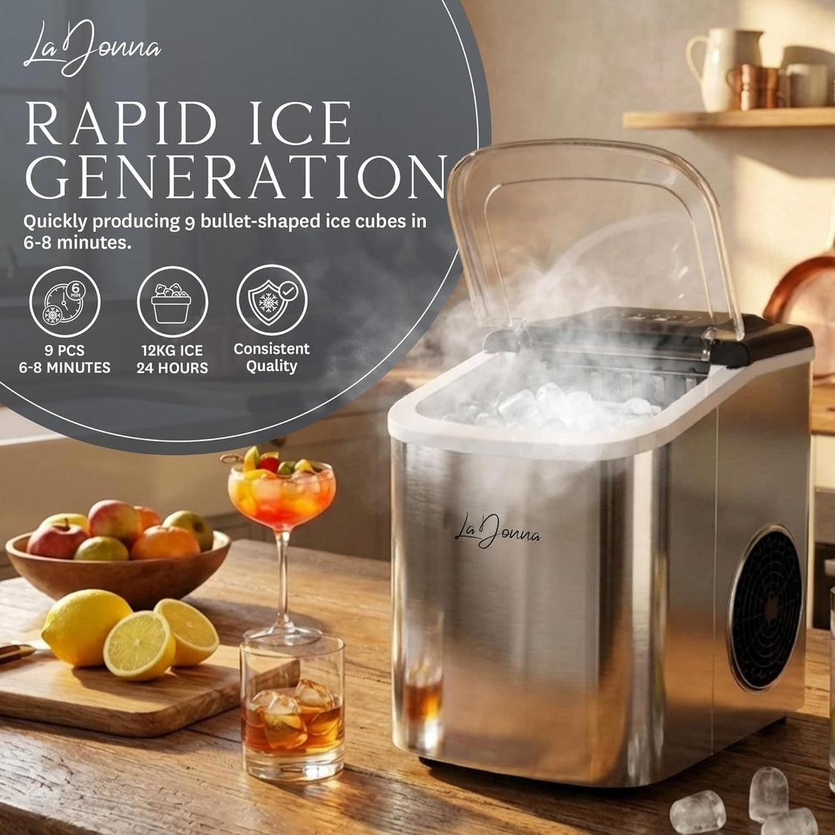 Countertop Ice Maker with Self-Cleaning Function and Two Sizes - Image 9