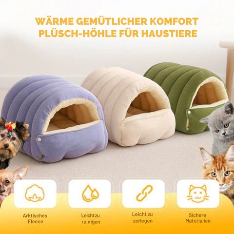 Cozy Cave Dog Bed with Plush Fleece Hooded Enclosed Design for Cats and Pets - Image 1