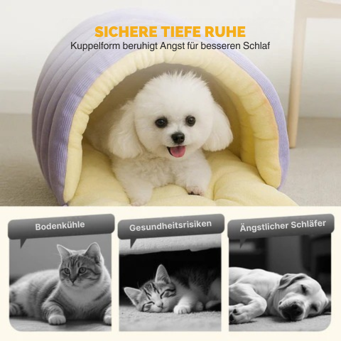 Cozy Cave Dog Bed with Plush Fleece Hooded Enclosed Design for Cats and Pets - Image 3