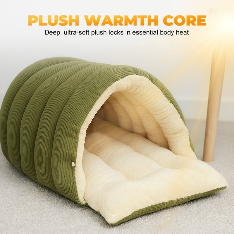 Cozy Cave Dog Bed with Plush Fleece Hooded Enclosed Design for Cats and Pets - Image 6