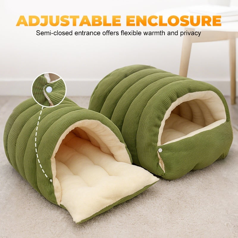 Cozy Cave Dog Bed with Plush Fleece Hooded Enclosed Design for Cats and Pets - Image 7