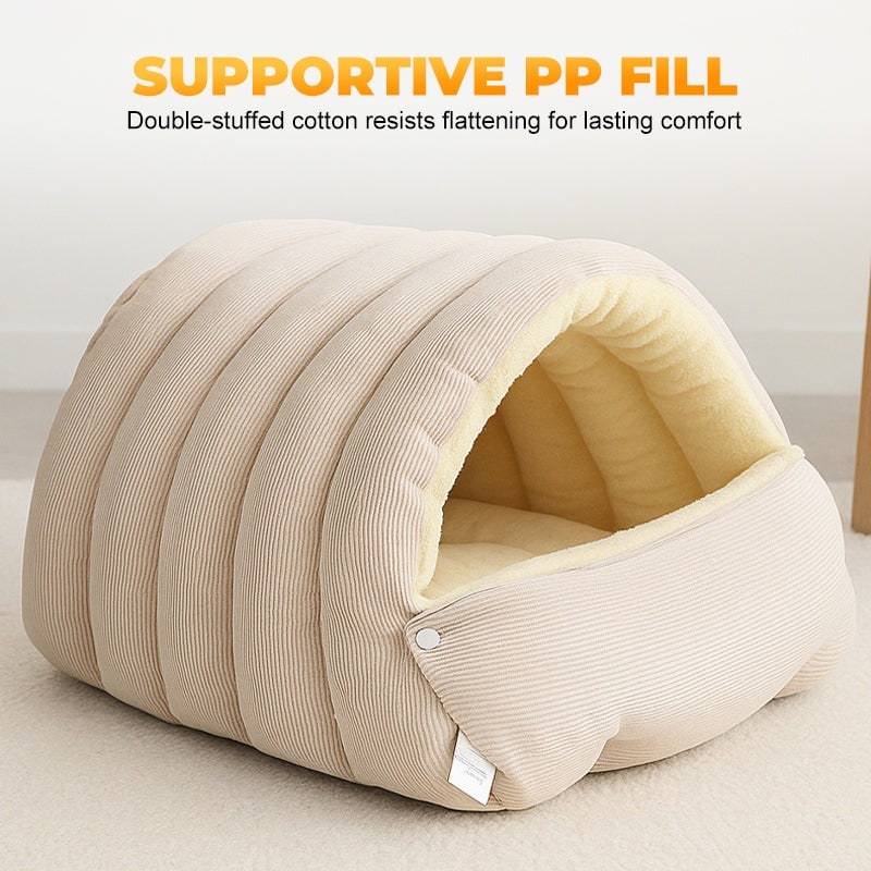 Cozy Cave Dog Bed with Plush Fleece Hooded Enclosed Design for Cats and Pets - Image 8