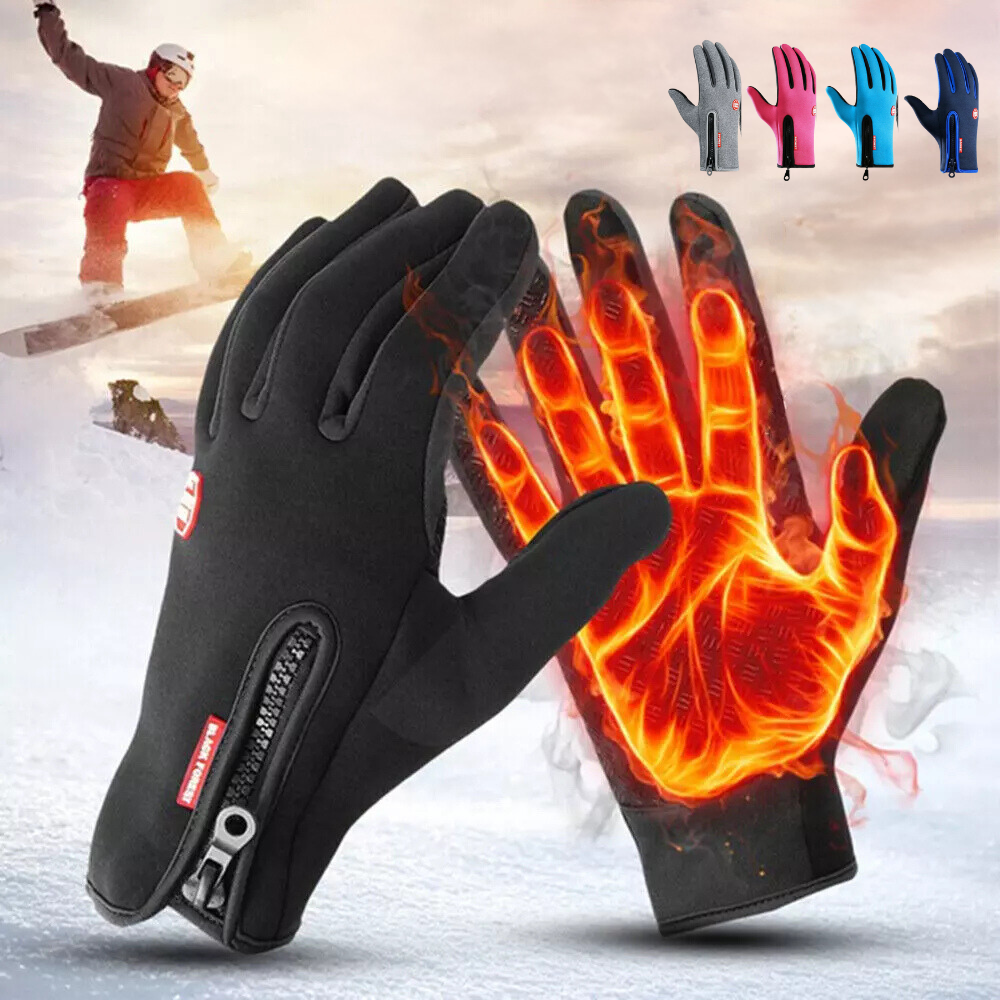 Cycling Winter Gloves with Touchscreen Fingertips Windproof Softshell and Zippered Wrist - Image 1