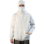 Felpa con cappuccio unisex con zip integrale e copertura per il viso incorporata