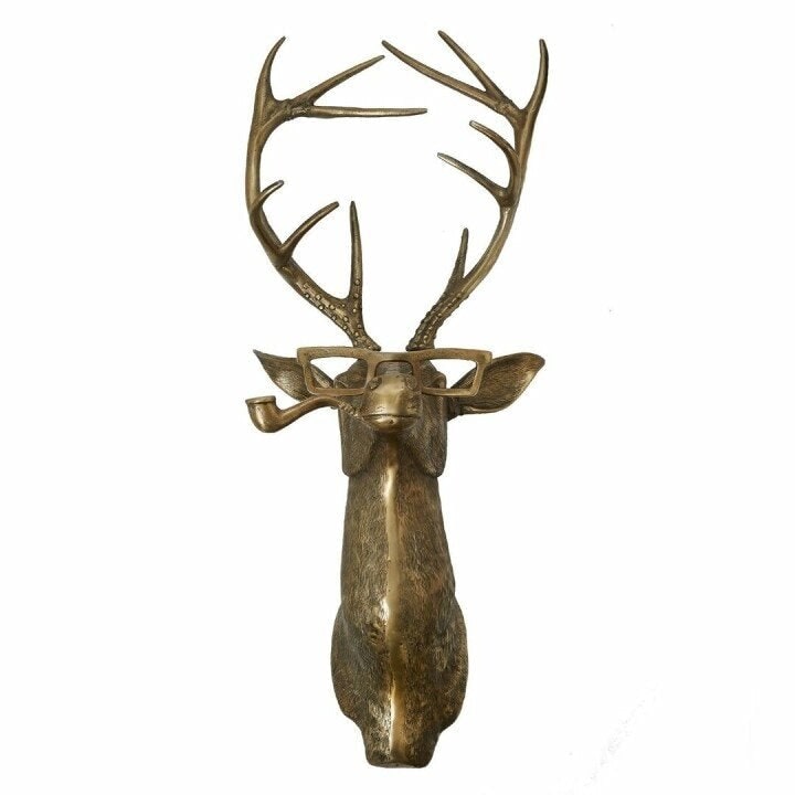 Deer Head Mount Wall Sculpture with Textured Antlers and Faux Taxidermy Detail - Image 10