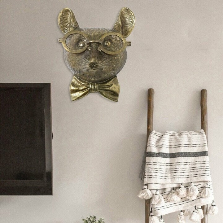 Deer Head Mount Wall Sculpture with Textured Antlers and Faux Taxidermy Detail - Image 11