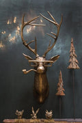 Deer Head Mount Wall Sculpture with Textured Antlers and Faux Taxidermy Detail - Image 4