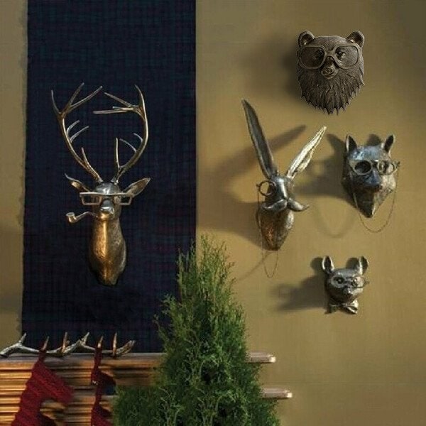 Deer Head Mount Wall Sculpture with Textured Antlers and Faux Taxidermy Detail - Image 5